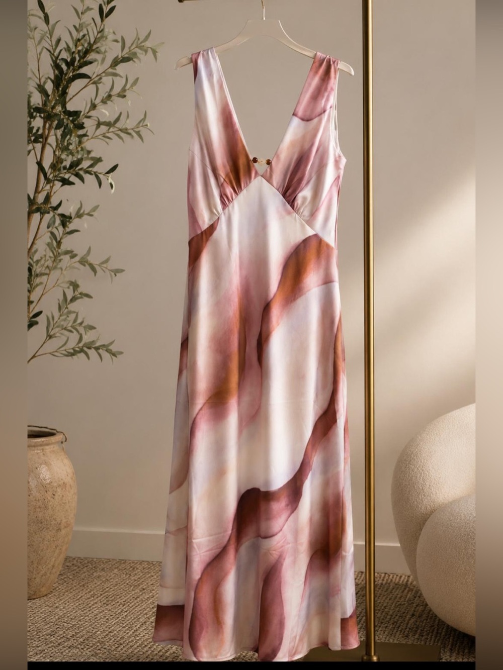 House of Harlow 1960 Pink and Cream Marble Maxi Dress